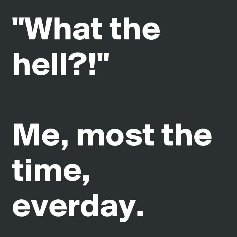 "What the hell?!"

Me, most the time, everday.