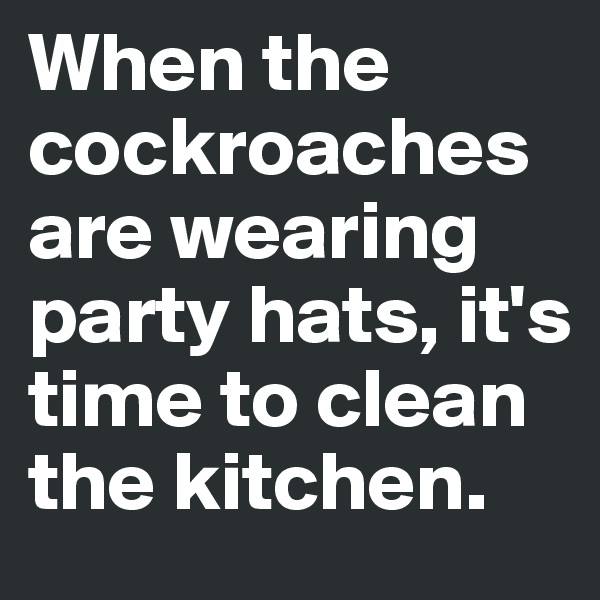 When the cockroaches are wearing party hats, it's time to clean the kitchen.