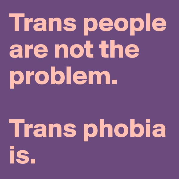 Trans people are not the problem.

Trans phobia is.