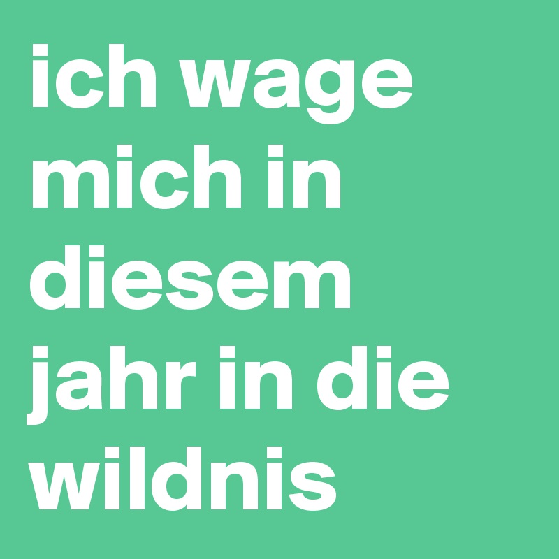 ich wage mich in diesem jahr in die wildnis