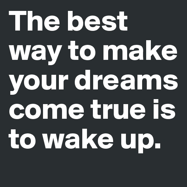 The best way to make your dreams come true is to wake up.