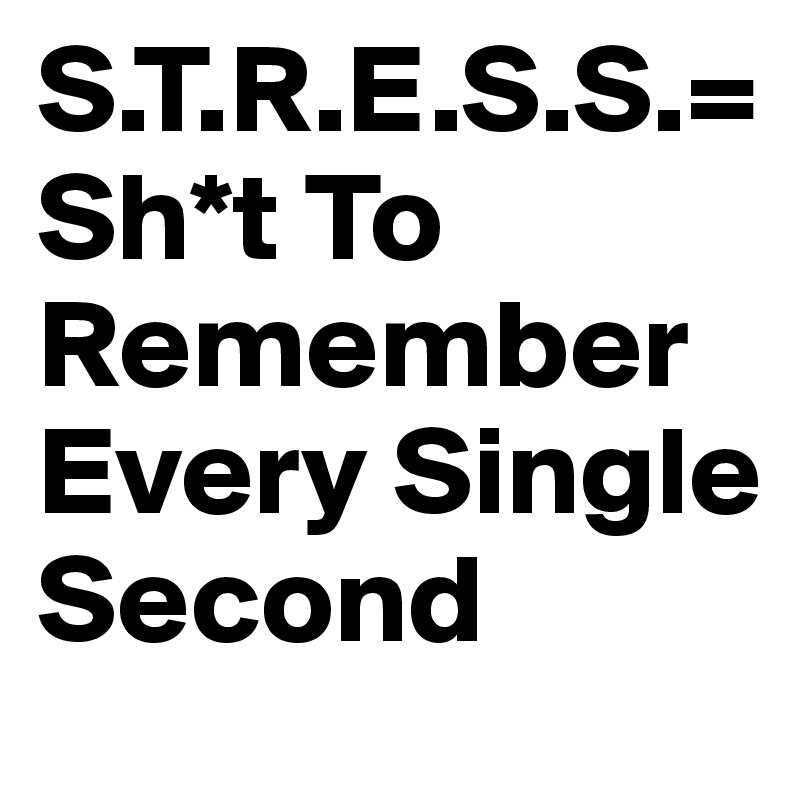 S.T.R.E.S.S.= Sh*t To Remember Every Single Second