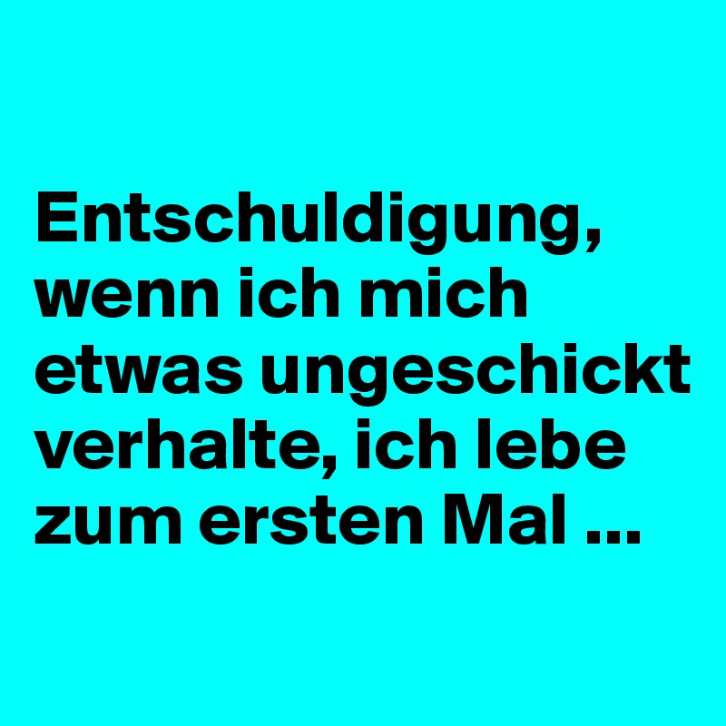 

Entschuldigung, wenn ich mich etwas ungeschickt verhalte, ich lebe zum ersten Mal ...
