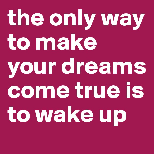 the only way to make your dreams come true is to wake up