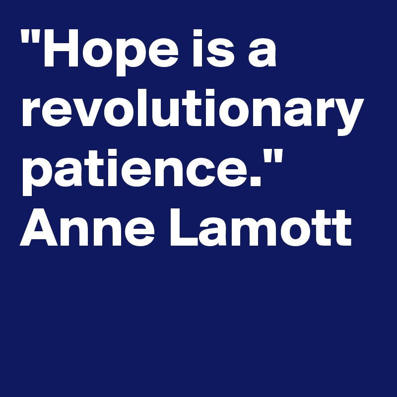 "Hope is a revolutionary patience." Anne Lamott