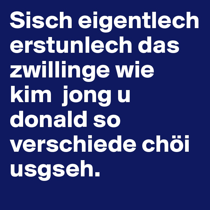 Sisch eigentlech erstunlech das zwillinge wie kim  jong u donald so verschiede chöi usgseh. 