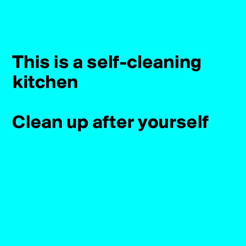 

This is a self-cleaning kitchen

Clean up after yourself




