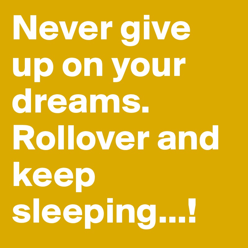 Never give up on your dreams. Rollover and keep sleeping...!