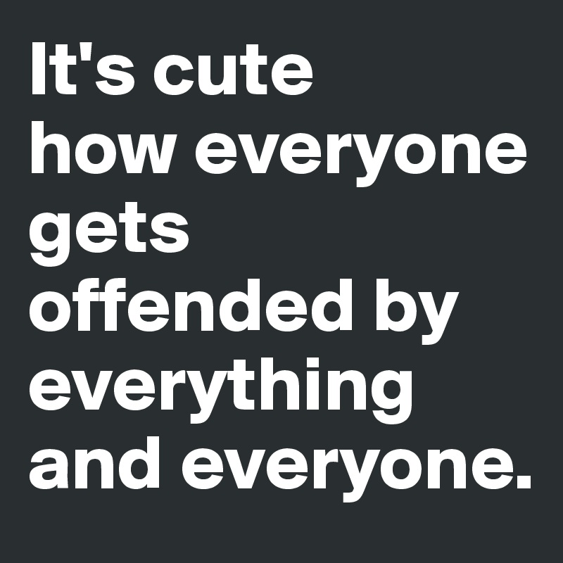 It's cute 
how everyone gets offended by everything and everyone.