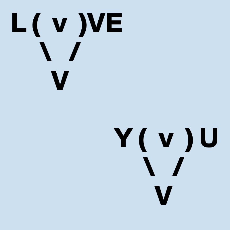 L (  v  )VE
     \   /
       V

                  Y (  v  ) U
                       \   / 
                         V