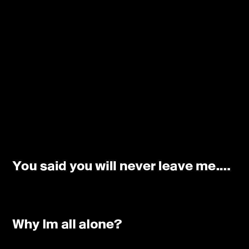 









You said you will never leave me.... 



Why Im all alone?