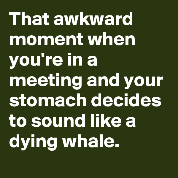 That awkward moment when you're in a meeting and your stomach decides to sound like a dying whale.