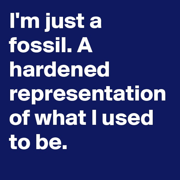I'm just a fossil. A hardened representation of what I used to be.