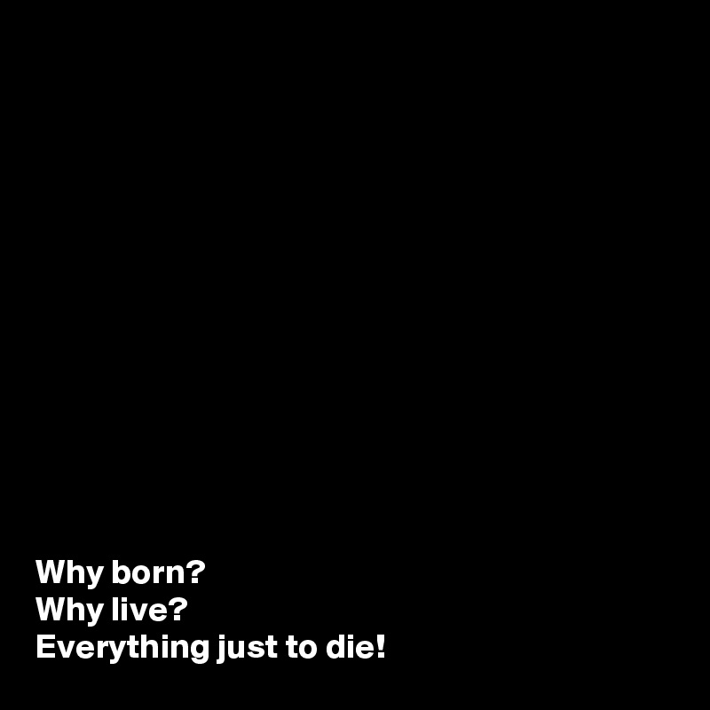 













Why born?
Why live?
Everything just to die!