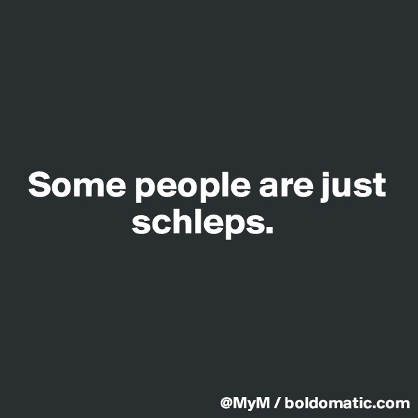 



 Some people are just     
               schleps.



