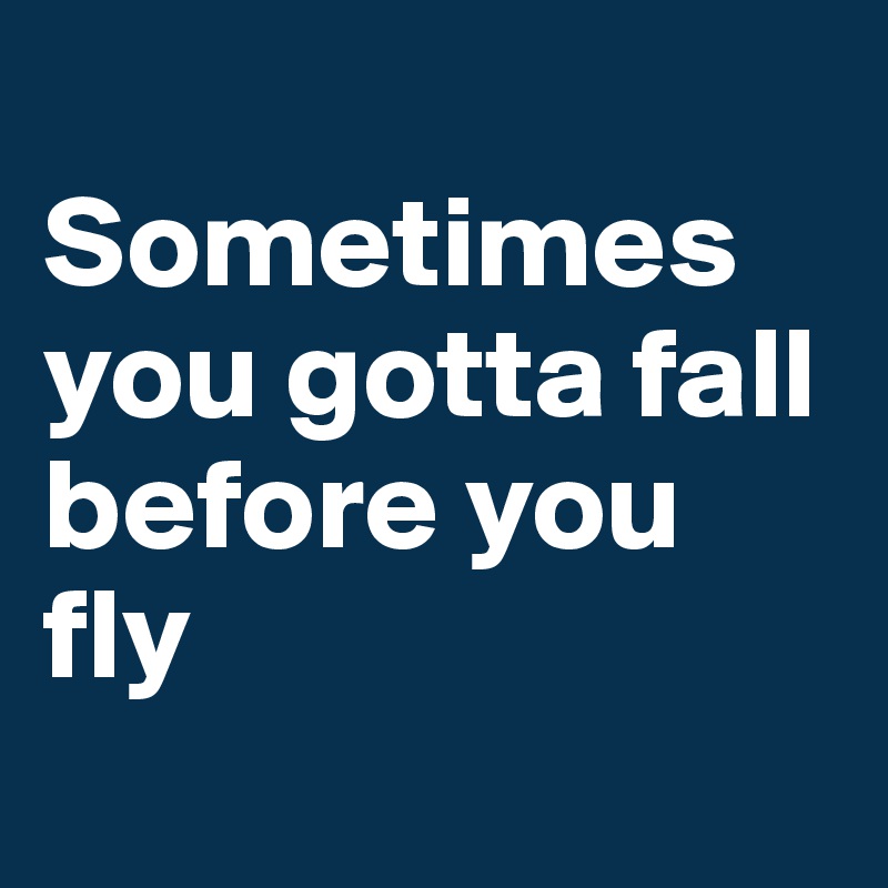 
Sometimes 
you gotta fall before you fly
