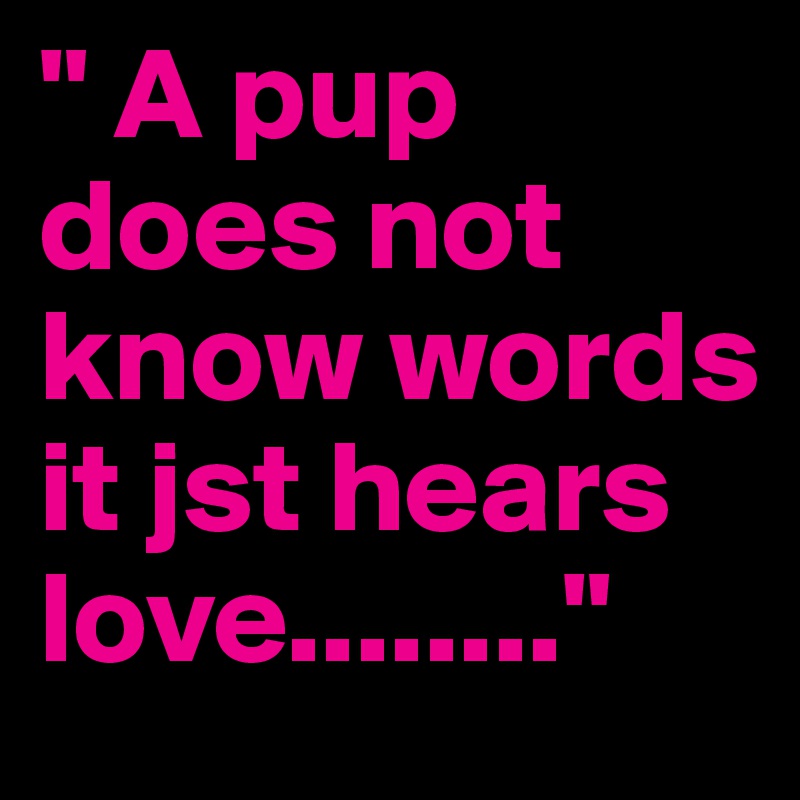 " A pup does not know words it jst hears love........"
