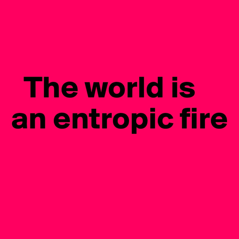

  The world is an entropic fire

