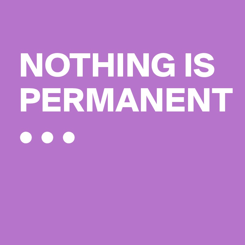 
 NOTHING IS
 PERMANENT
 • • •

