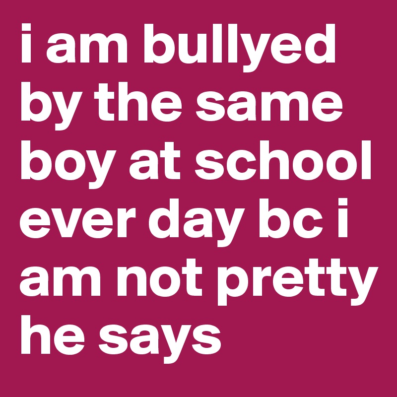 i am bullyed by the same boy at school ever day bc i am not pretty he says 
