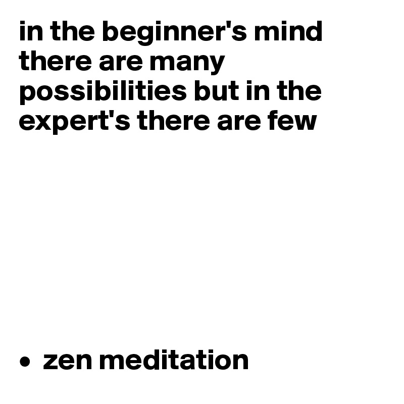 in the beginner's mind there are many possibilities but in the expert's there are few







•  zen meditation