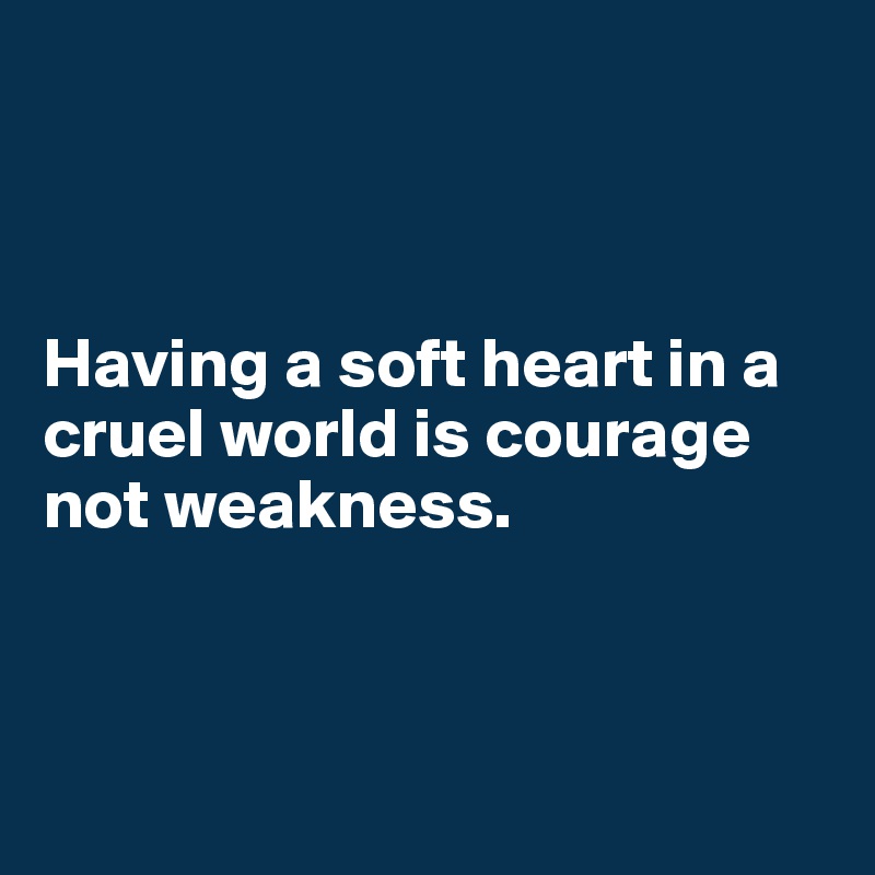 



Having a soft heart in a cruel world is courage not weakness.




