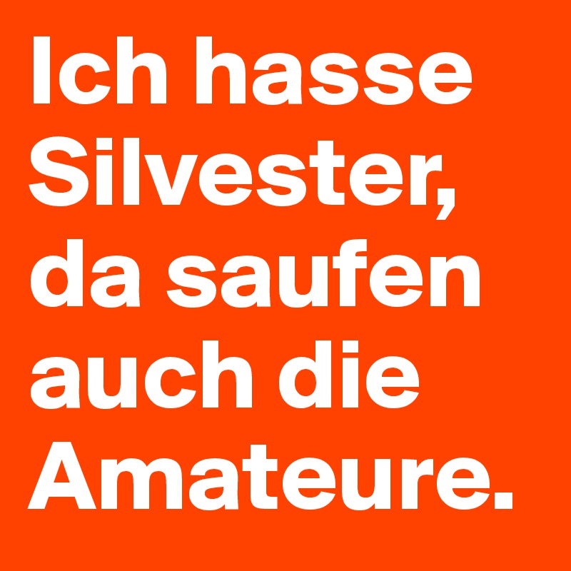 Ich hasse Silvester, da saufen auch die Amateure.