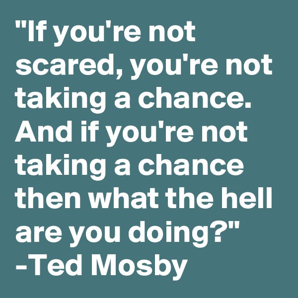 "If you're not scared, you're not taking a chance. And if you're not taking a chance then what the hell are you doing?"
-Ted Mosby