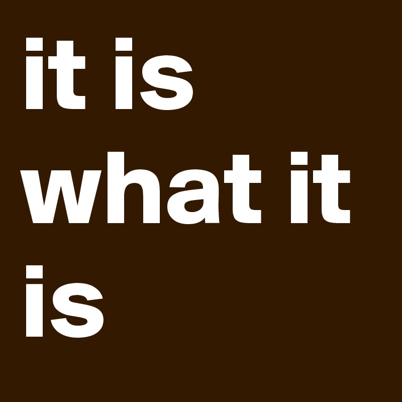 it is what it is