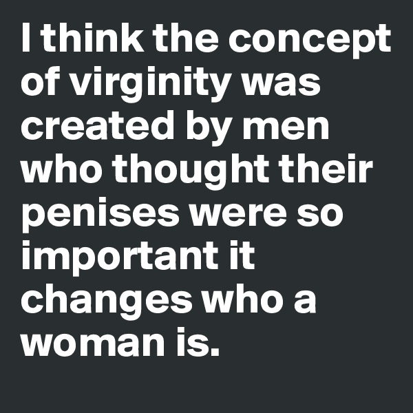I think the concept of virginity was created by men who thought their penises were so important it changes who a woman is.