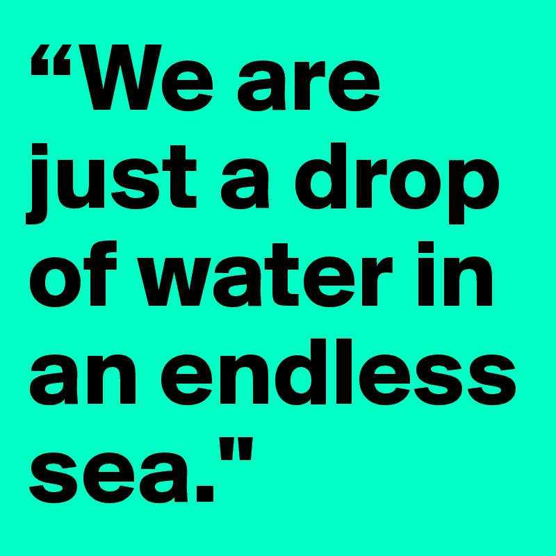“We are just a drop of water in an endless sea."