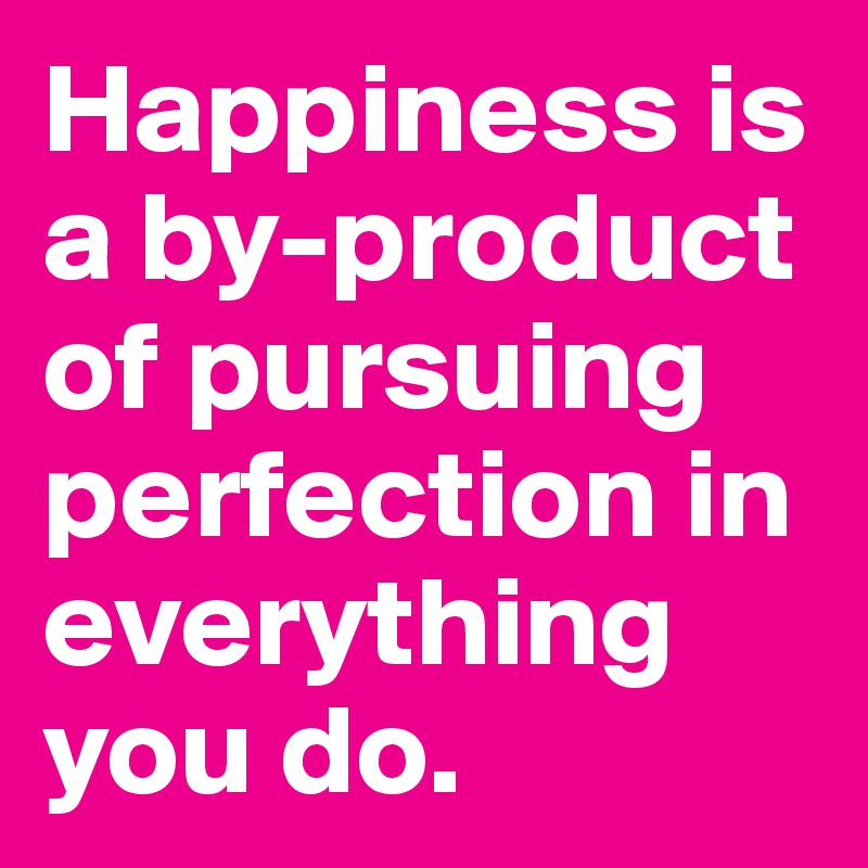 Happiness is a by-product of pursuing perfection in everything you do. 
