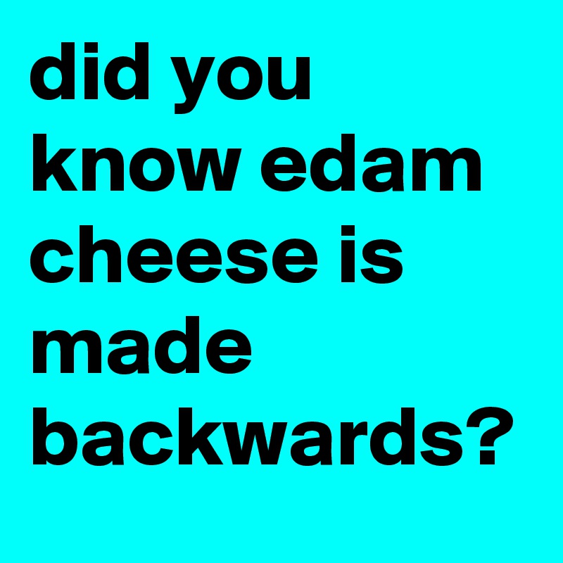 did you know edam cheese is made backwards?