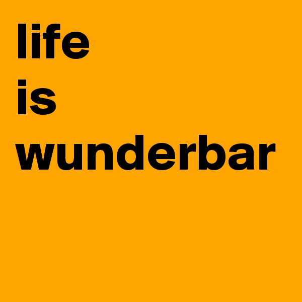 life 
is wunderbar
