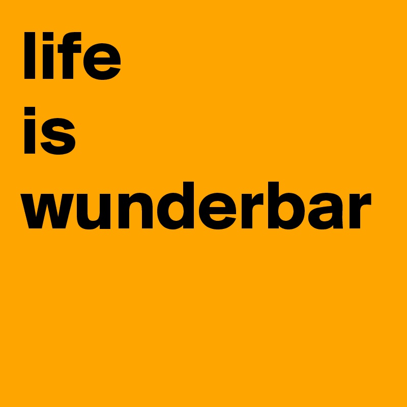 life 
is wunderbar