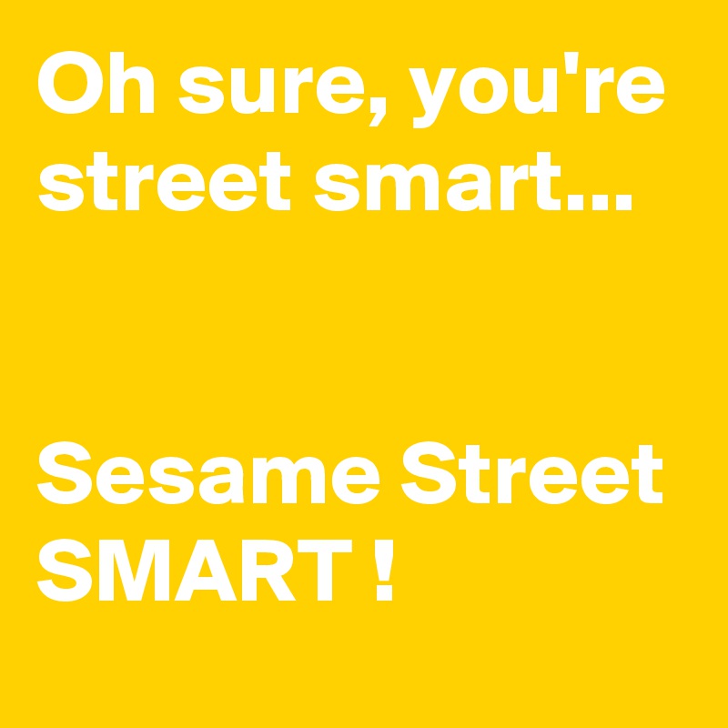 Oh sure, you're street smart...


Sesame Street
SMART !