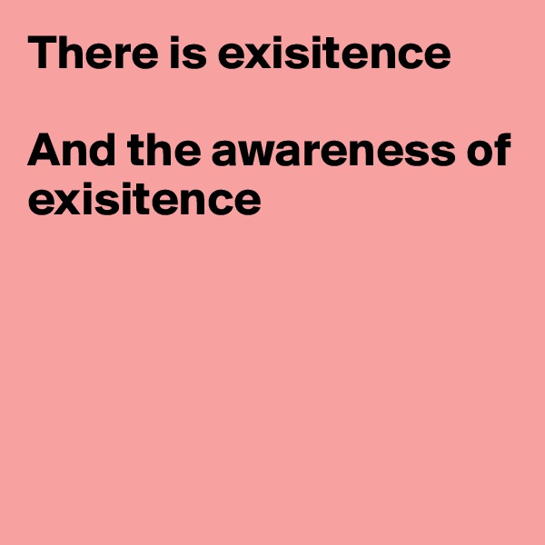 There is exisitence

And the awareness of exisitence





