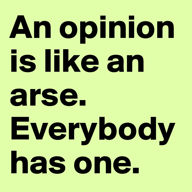 An opinion is like an arse. Everybody has one.