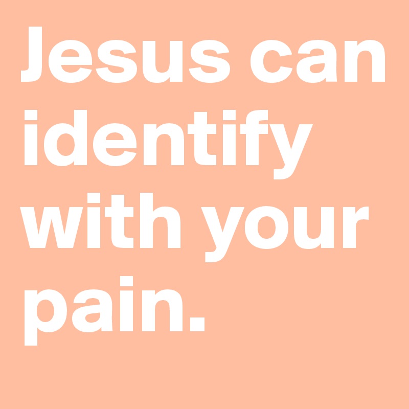 Jesus can identify with your pain. 