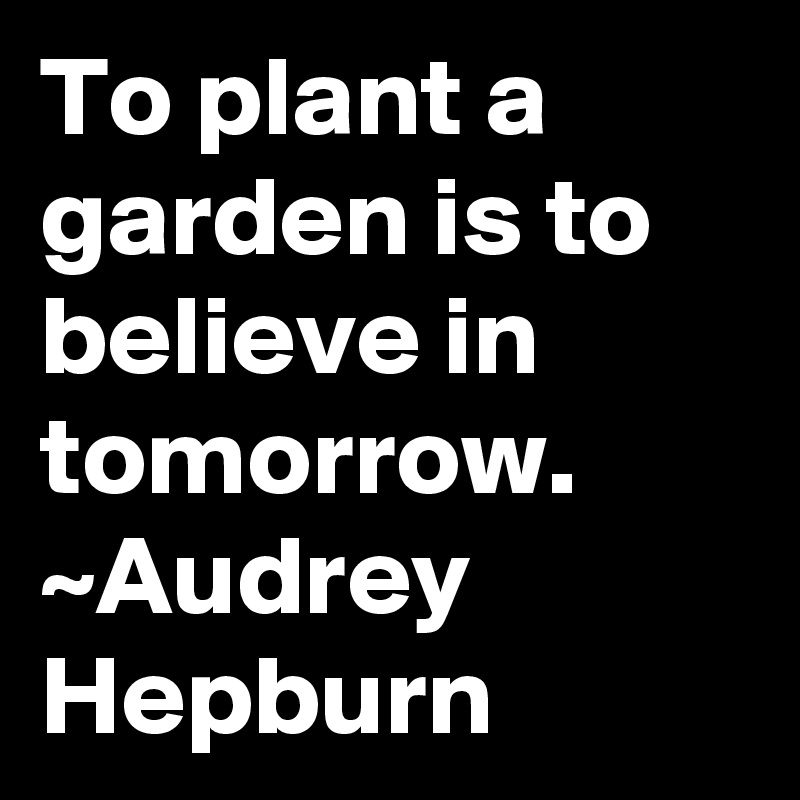 To plant a garden is to believe in tomorrow. ~Audrey Hepburn