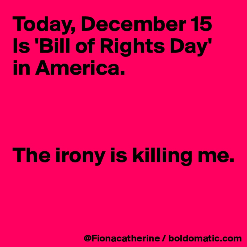 Today, December 15
Is 'Bill of Rights Day'
in America.



The irony is killing me.


