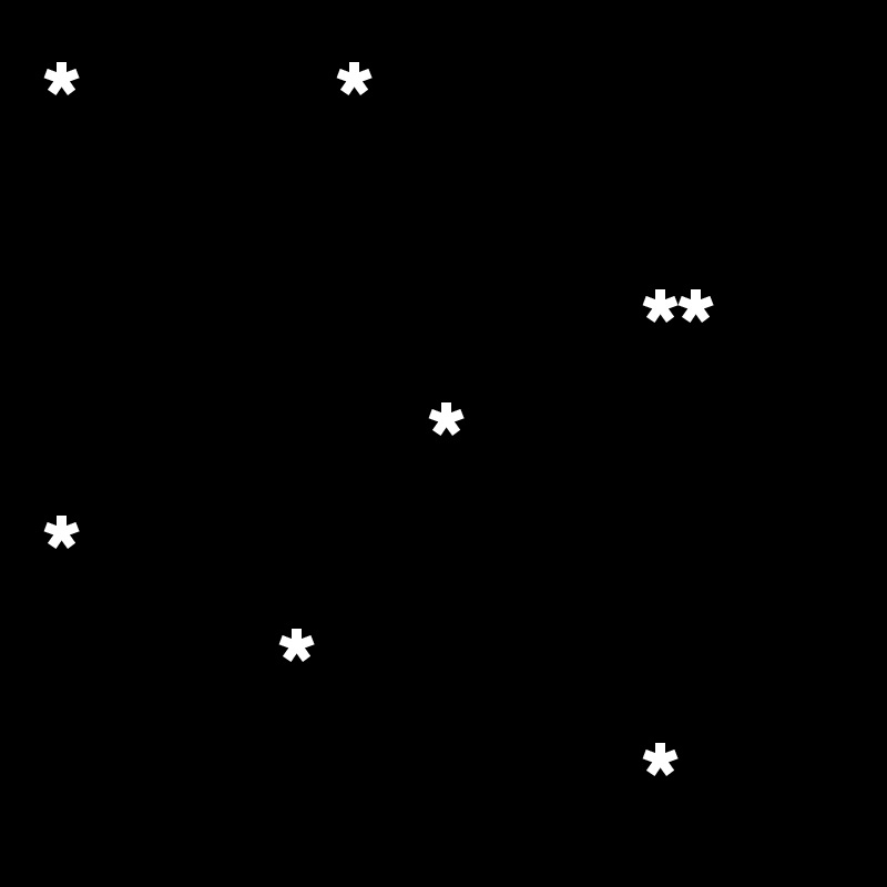 *            *
                  
                            **
                  *
*
           *
                            *