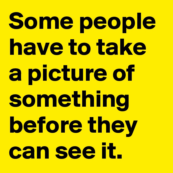 Some people have to take a picture of something before they can see it.