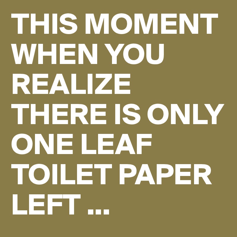 THIS MOMENT WHEN YOU REALIZE THERE IS ONLY ONE LEAF TOILET PAPER LEFT ...