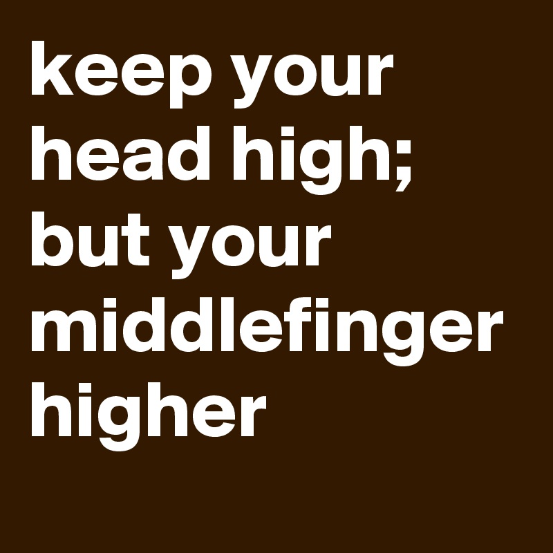 keep your head high; but your middlefinger higher