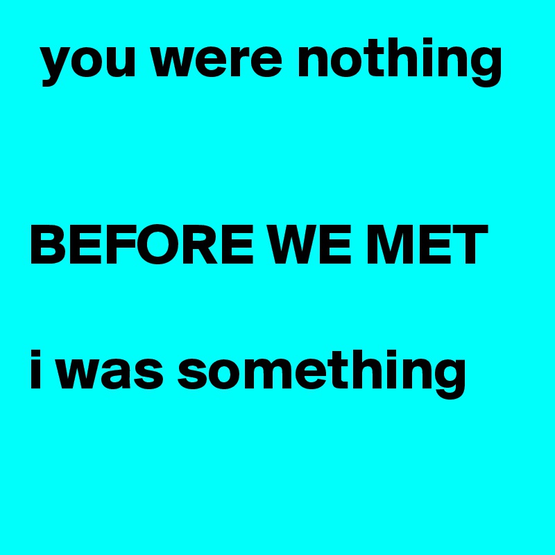  you were nothing


BEFORE WE MET 

i was something

