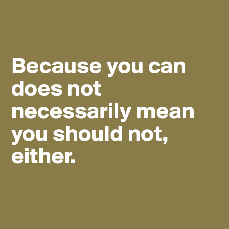 

Because you can does not necessarily mean you should not, either.

