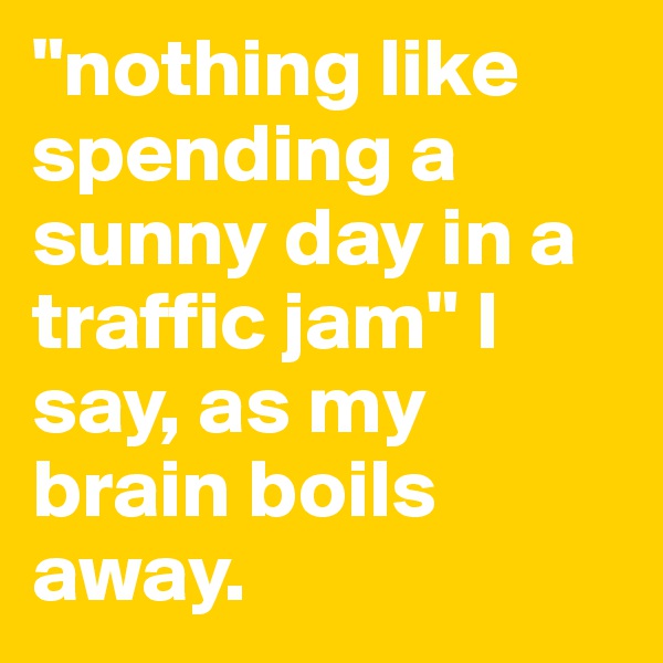 "nothing like spending a sunny day in a traffic jam" I say, as my brain boils away.