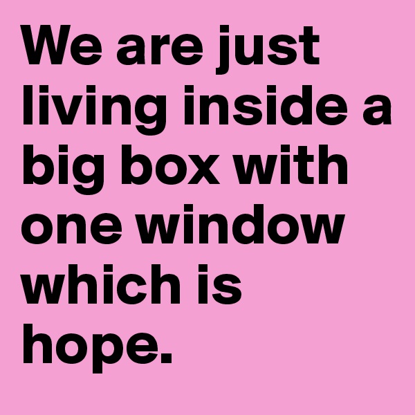 We are just living inside a big box with one window which is hope.
