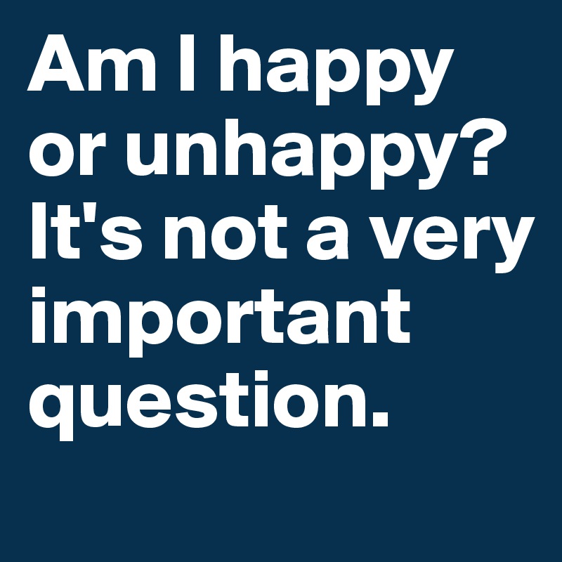 Am I happy or unhappy? It's not a very important question. 